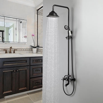 Classic Vintage Bathroom Exposed Rainfall Shower System Handheld Shower Antique Black
